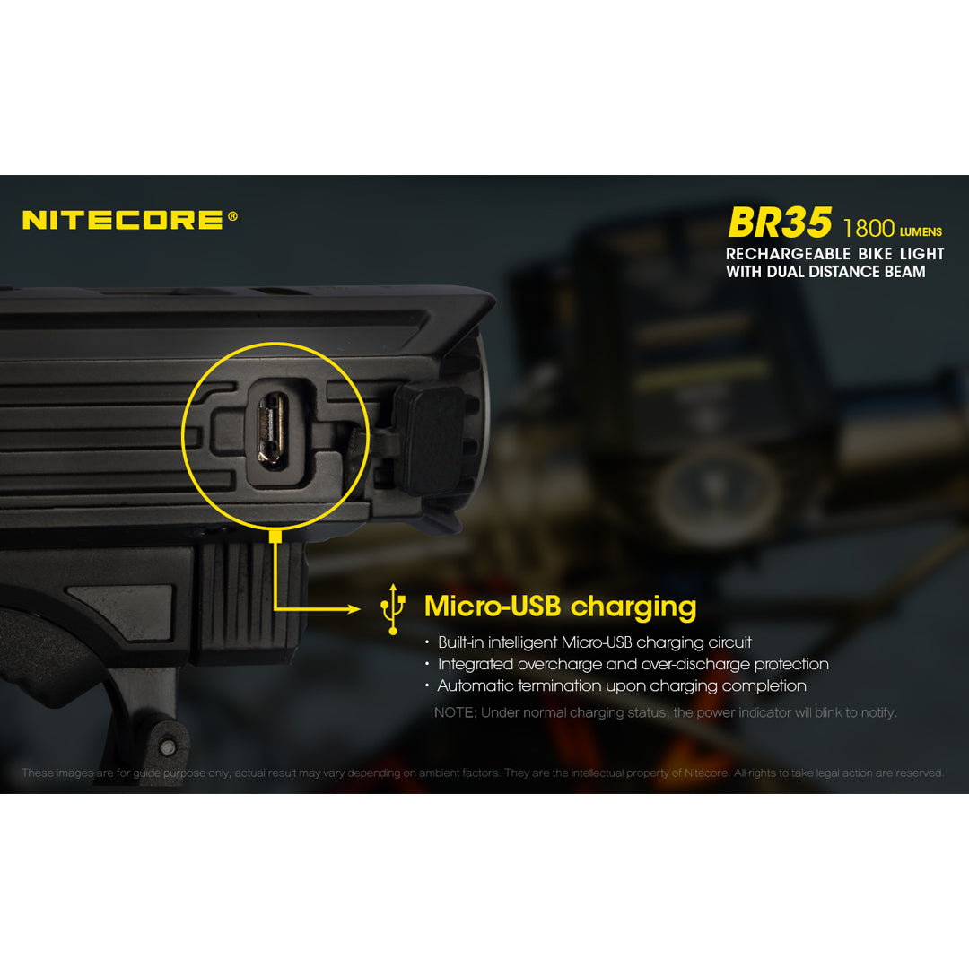 NITECORE BR35 1800 LUMEN USB RECHARGEABLE DUAL DISTANCE BEAM BIKE LIGHT