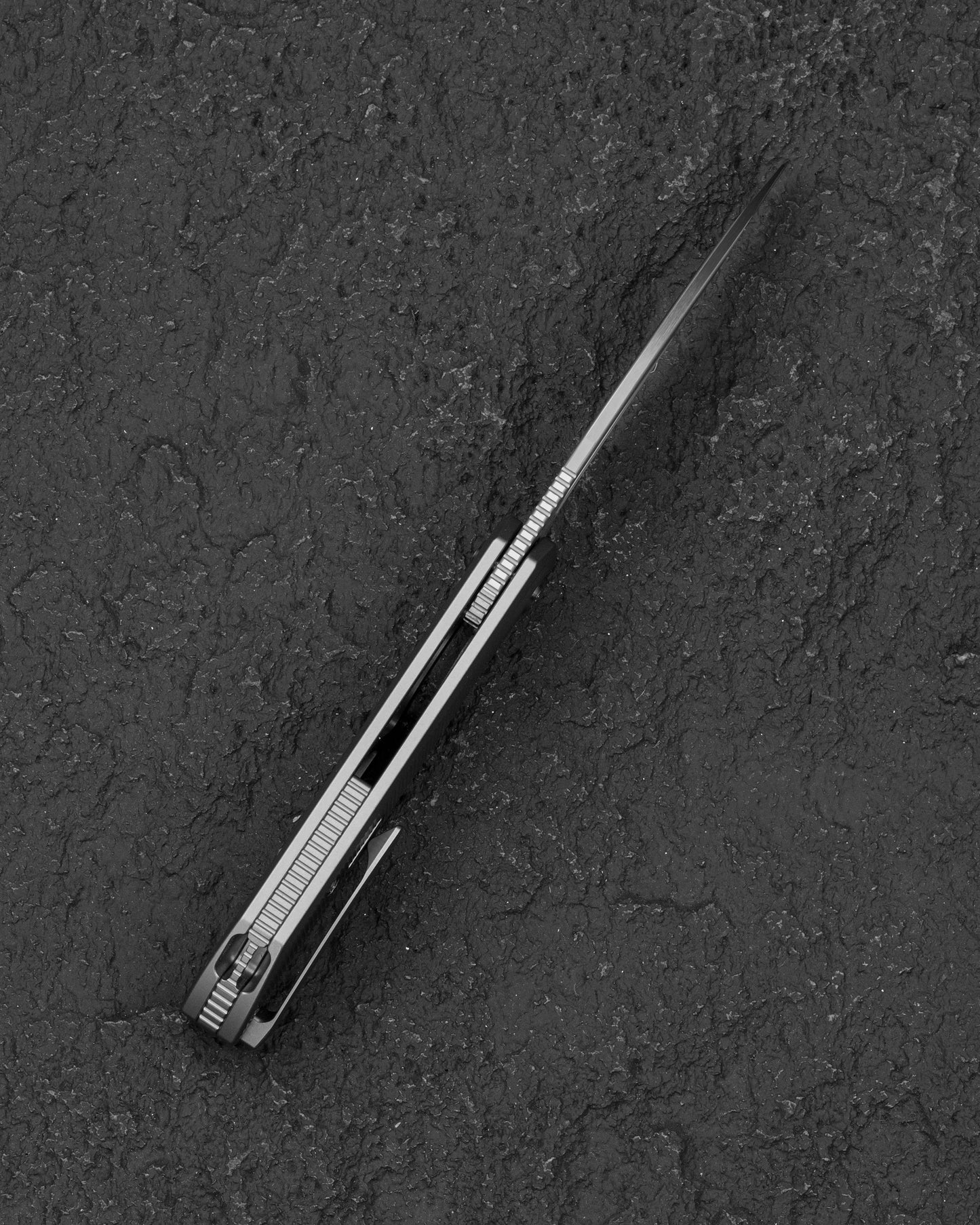 Bestech Mini Taipan BT2603C Bead Blasted Titanium Knife EDC Overhead View