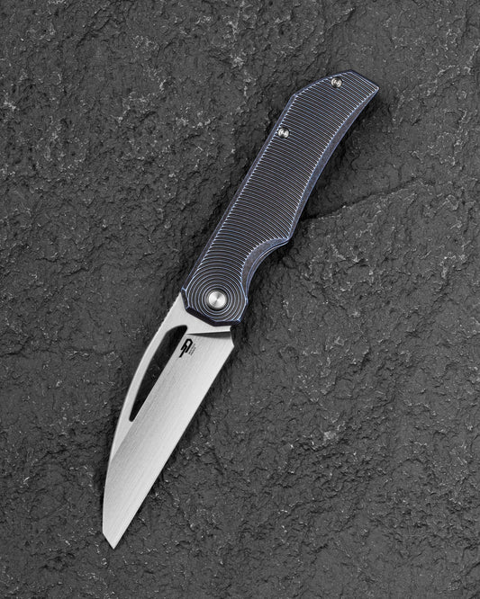 Bestech Mini Taipan BT2603D Titanium Folding Knife MagnaCut Blade Blue Black Stonewashed