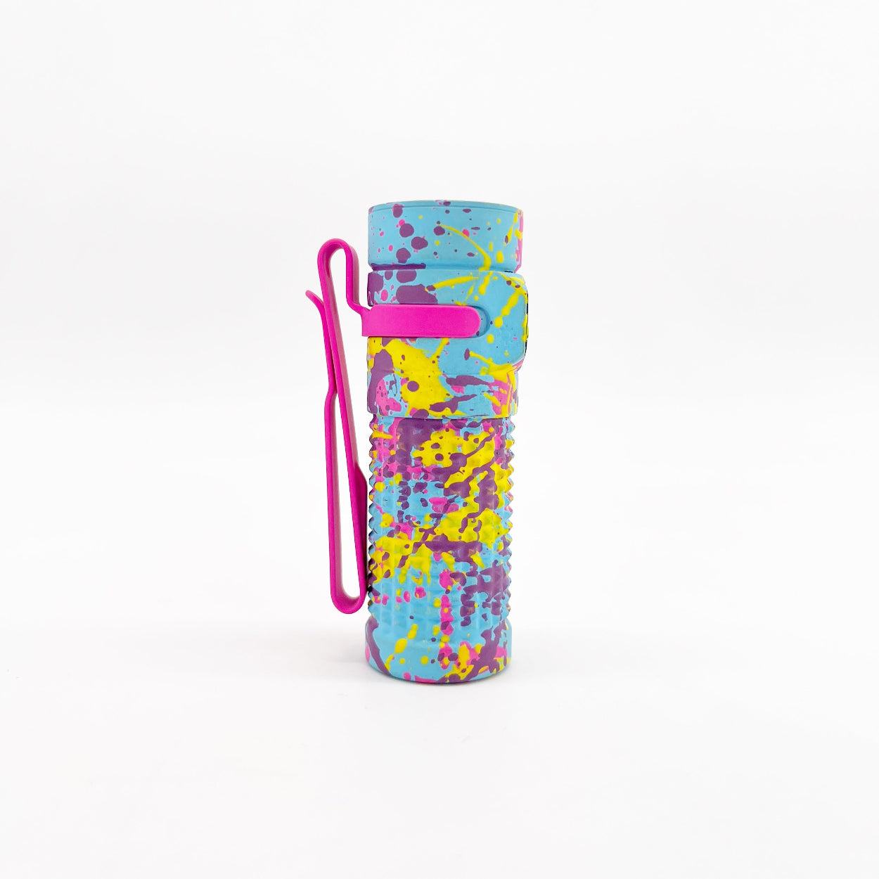 Olight Baton 4 80's Splatter V2 Cerakote front view – 1,300 lumen compact EDC flashlight with pocket clip