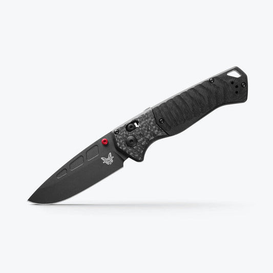 Benchmade PSK 593BK-01 front view, 3.40″ black Cerakote CPM-MagnaCut drop point folding knife