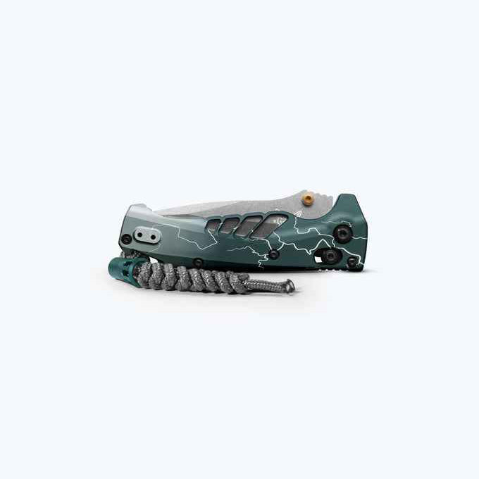 Benchmade Mini Adira Abel Dark Waters 18065-ABEL1 Dark Waters anodized aluminum handle detail