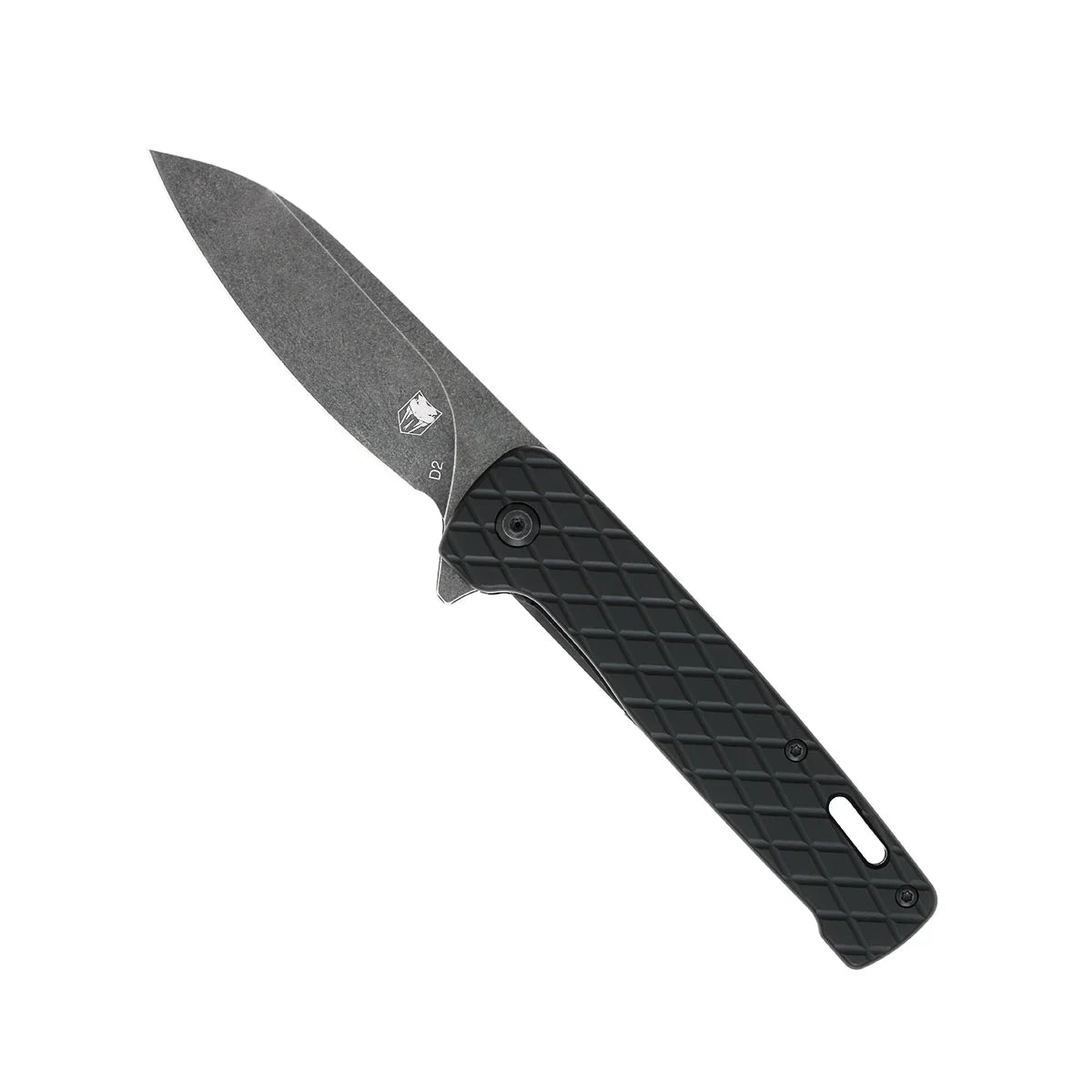 CobraTec Knives Gator 3.37 " D2 Stonewashed Blade Black Aluminum Textured Handles CTBLKGATOR