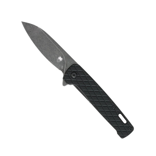 CobraTec Knives Gator 3.37 " D2 Stonewashed Blade Black Aluminum Textured Handles CTBLKGATOR