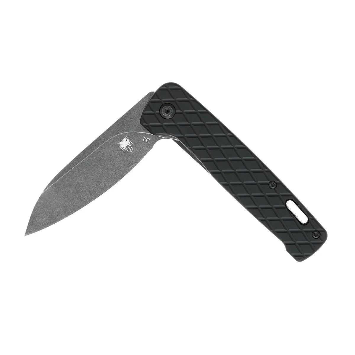 CobraTec Knives Gator 3.37 " D2 Stonewashed Blade Black Aluminum Textured Handles CTBLKGATOR