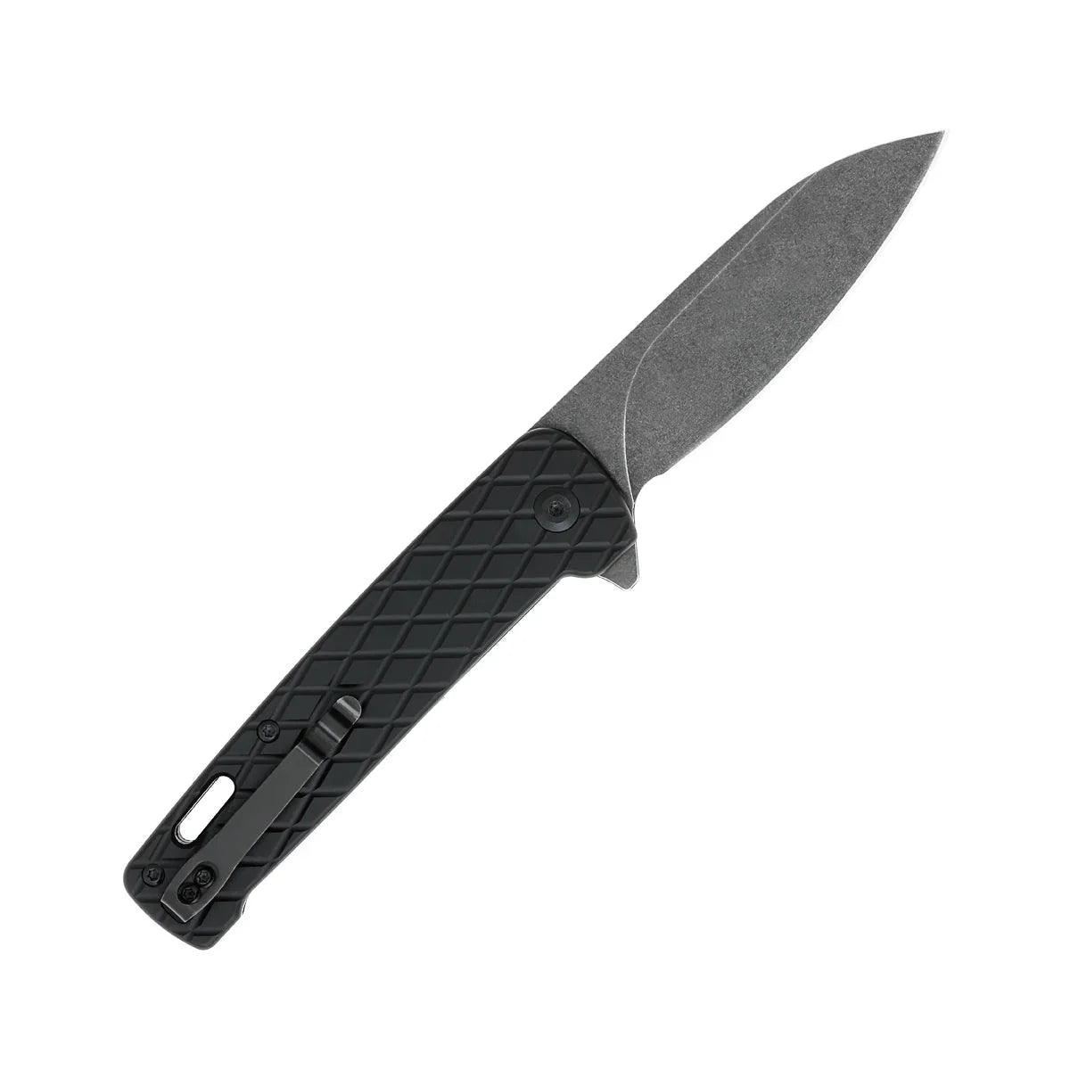 CobraTec Knives Gator 3.37 " D2 Stonewashed Blade Black Aluminum Textured Handles CTBLKGATOR