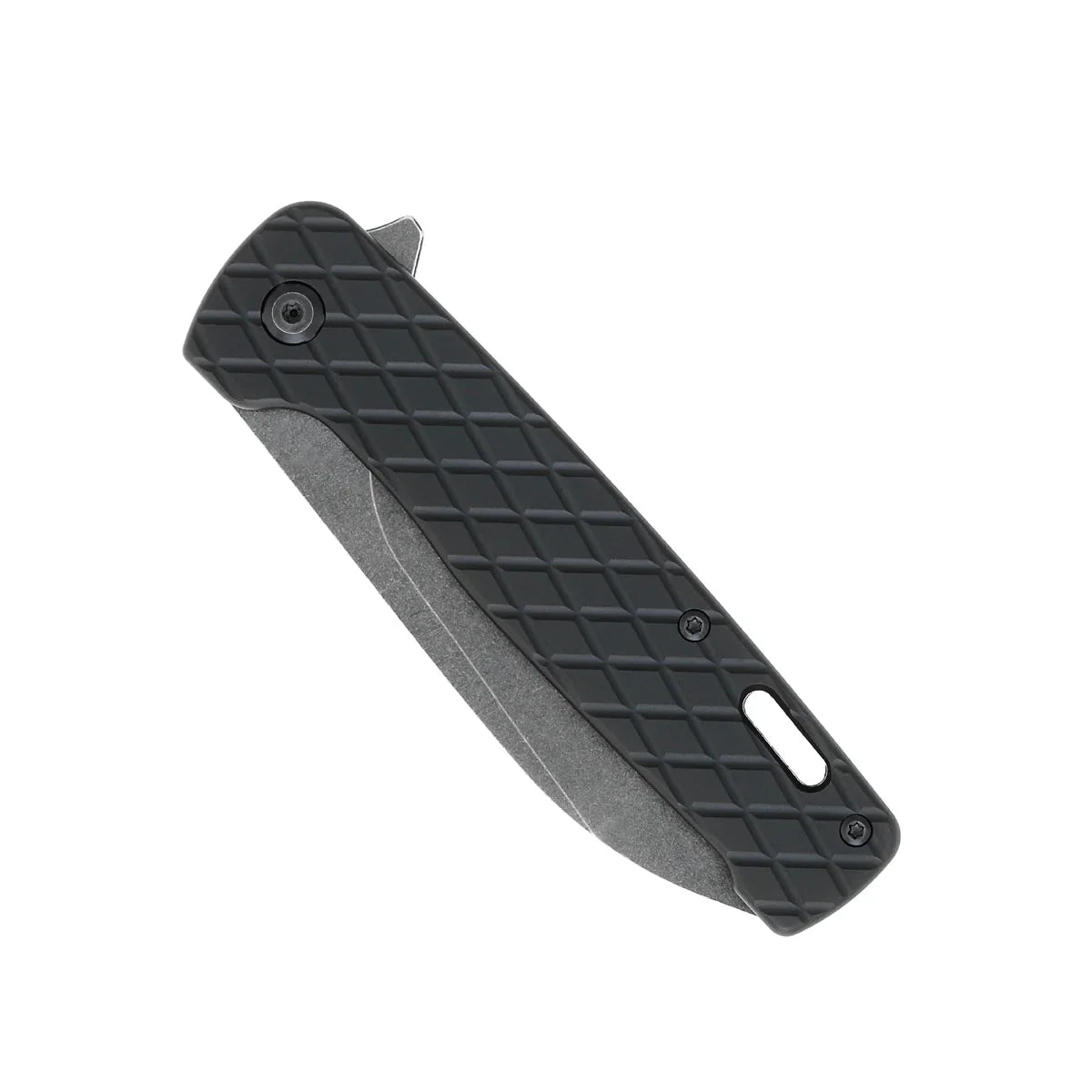 CobraTec Knives Gator 3.37 " D2 Stonewashed Blade Black Aluminum Textured Handles CTBLKGATOR