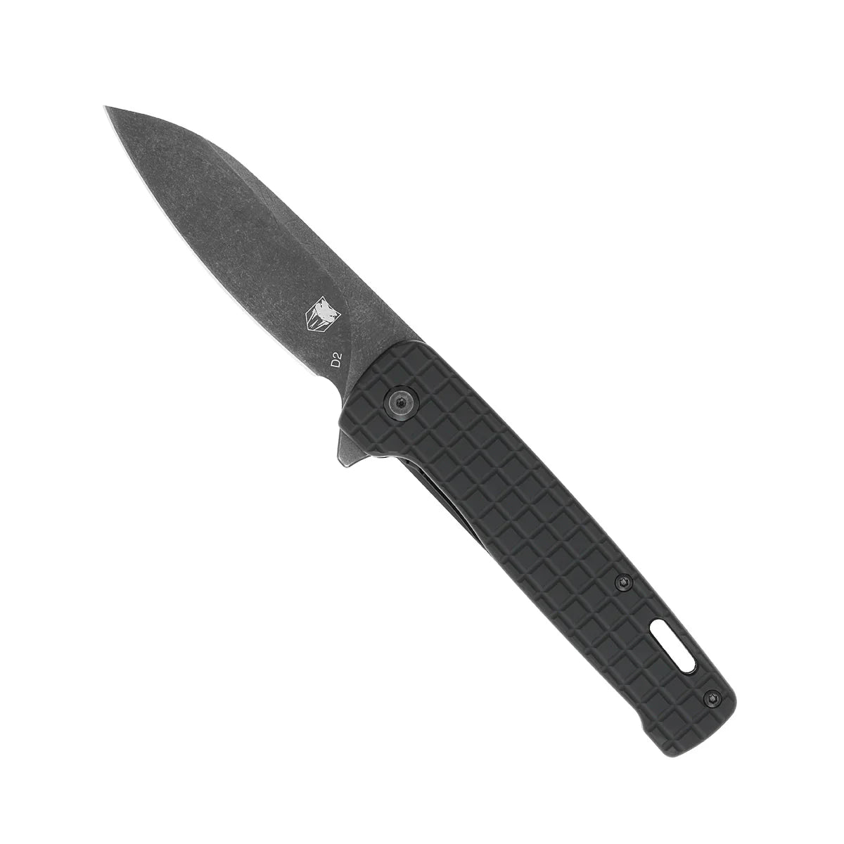 CobraTec Knives Rhino 3.37" D2 Stonewashed Blade Black Aluminum Textured Handles CTBLKRHINO