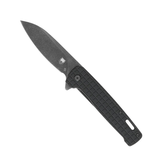 CobraTec Knives Rhino 3.37" D2 Stonewashed Blade Black Aluminum Textured Handles CTBLKRHINO