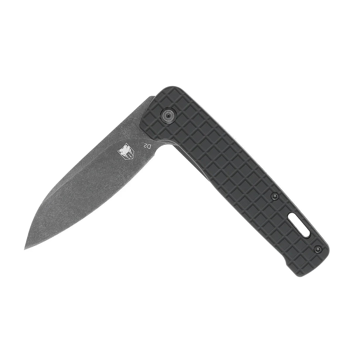CobraTec Knives Rhino 3.37" D2 Stonewashed Blade Black Aluminum Textured Handles CTBLKRHINO