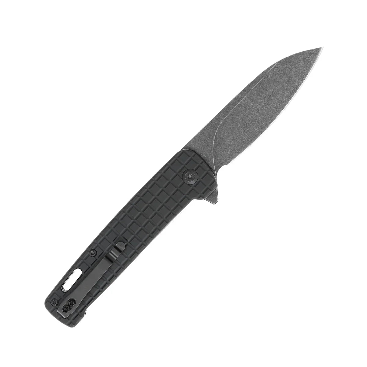 CobraTec Knives Rhino 3.37" D2 Stonewashed Blade Black Aluminum Textured Handles CTBLKRHINO