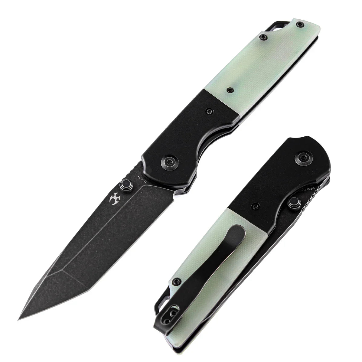 Kansept Warrior T1005T4 â€“ Black TiCN/Stonewashed Tanto D2 Blade, Jade G10 Handle, Kim Ning Design