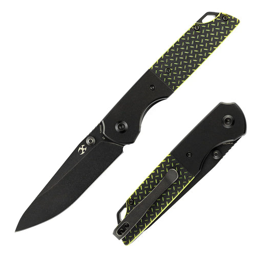 Kansept Warrior T1005S2 â€“ Black TiCN/Stonewashed Drop Point D2 Blade, Black & Green G10 Handle, Kim Ning Design