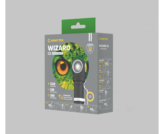 Armytek Wizard C2 Magnet USB+18650 / Warm / 1120 lm / TIR 70Â°:120Â° / 1x18650 (incl.)