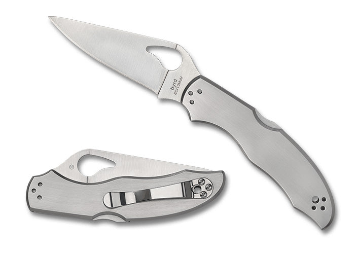 Byrd Harrier 2 – 3.39" Satin Plain Edge 8Cr13MoV Stainless Steel Handle Back Lock – BY01P2