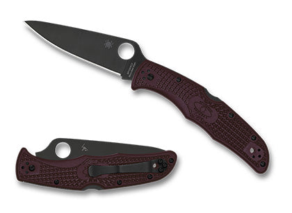 SPYDERCO SPRINT RUN ENDURA LIGHTWEIGHT 3.80" MICRO-MELT PD#1 BLACK TiCN BLADE BURGUNDY FRN HANDLES - C10BGBKP