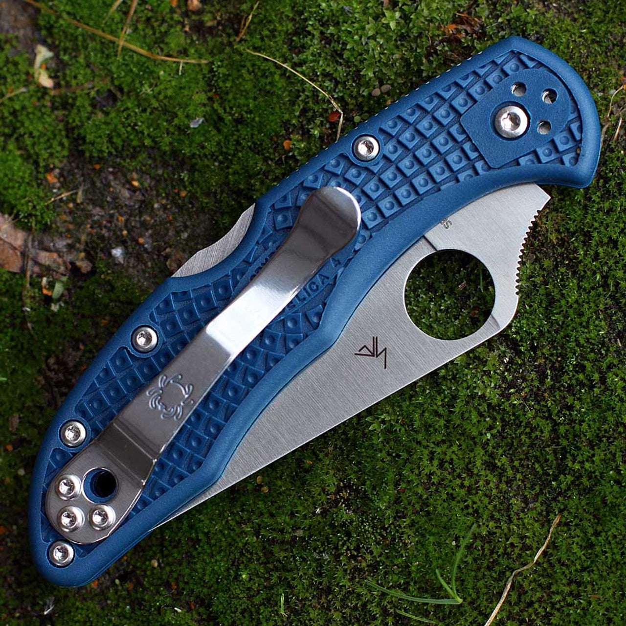 Spyderco Delica 4 Lightweight Folding Knife – 2.9" CPM-SPY27 Satin Plain Blade, Cobalt Blue FRN Handle – C11PCBL