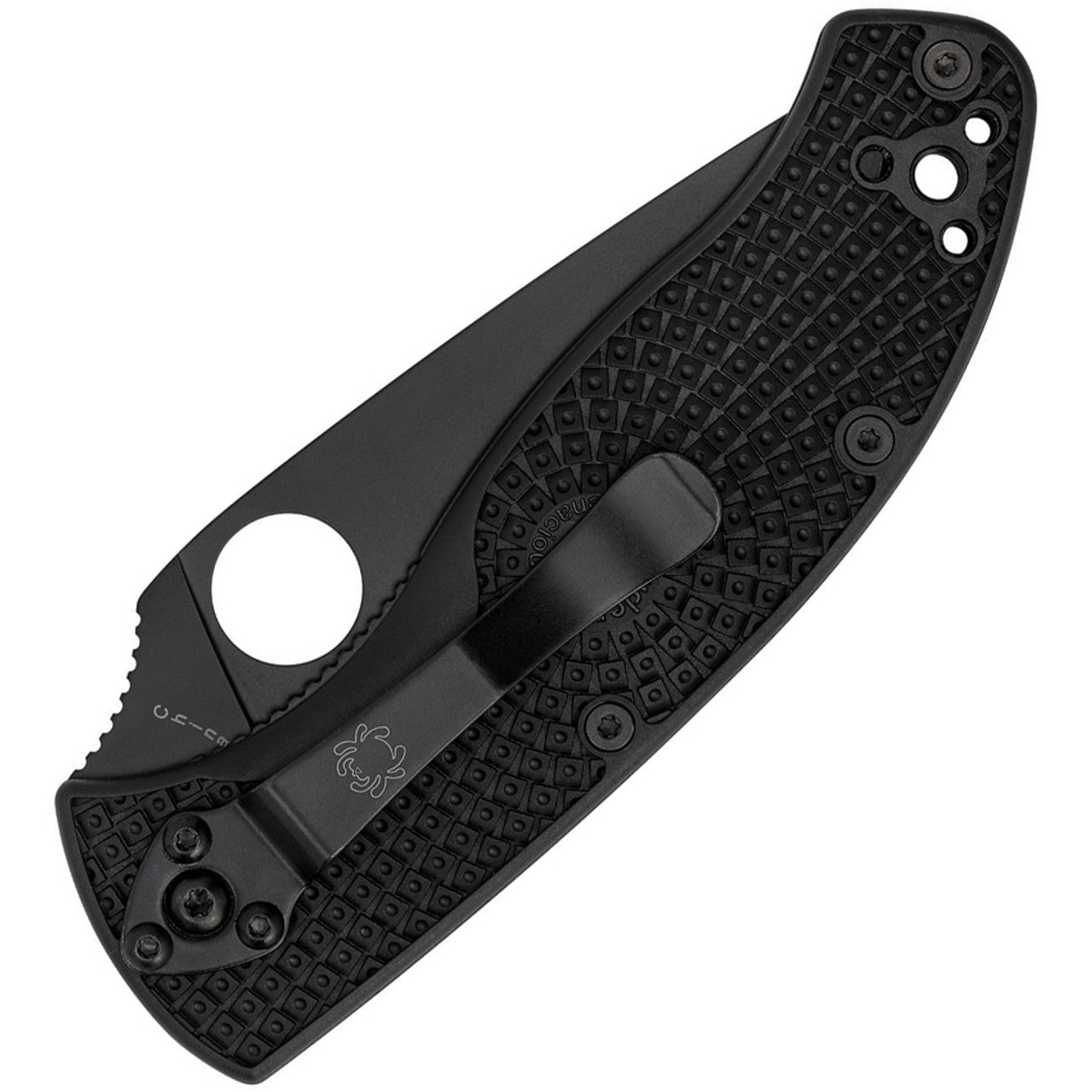 Spyderco Tenacious Lightweight Folding Knife – 3.39" Black Combo Edge Blade, Black FRN Handle, LinerLock – Model C122PSBBK