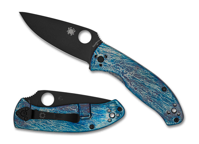 Spyderco Tenacious R.I.L. Flipper Knife – 3.35" Black Oxide D2 Blade, Titanium Disarray Finish Handles – C122TIBLBKD2P