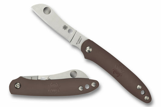 Spyderco C189PBN Roadie Slip-Joint Folding Knife Brown Handles 2.09in N690 Steel Blade