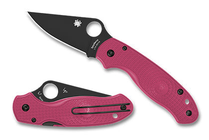 SPYDERCO PARA 3 LIGHTWEIGHT 2.93" DLC CTS-BD1N PINK FRN HANDLES PLAIN EDGE - C223PPNBK