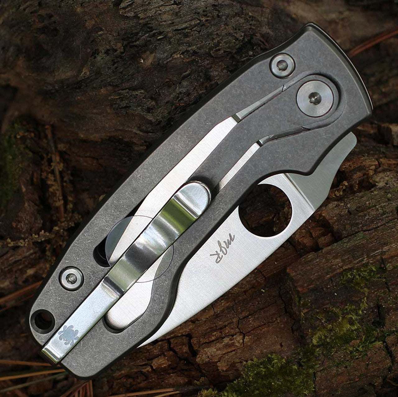 Spyderco PITS 2 SLIPIT – 2.74" Satin M398 PlainEdge, Matte Titanium Handles – C269TIP