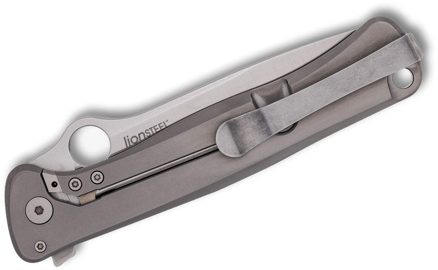 Spyderco/LionSTEEL Slym Frame Lock Flipper – 3.42" M390 Stonewashed Drop Point Blade, Titanium Handles with Dark Matter Polar FatCarbon Inlay – C271TIP