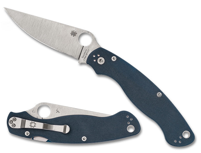 Spyderco Military 2 Compression Lock 4" Satin CPM-SPY27 Cobalt Blue G-10 Handles