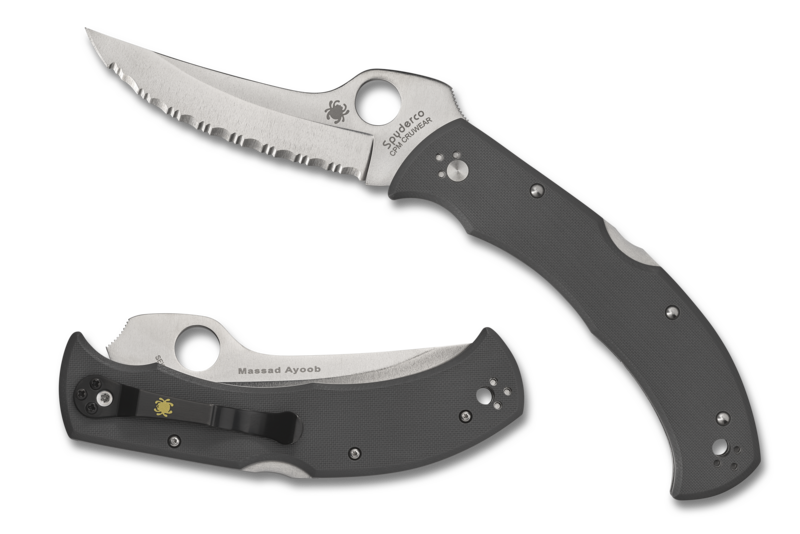 Spyderco Massad Ayoob Sprint Run Folding Knife 3.69in Cru-Wear Full Serrated Steel Blade - C60GSGY