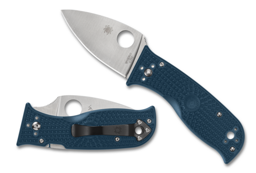 Spyderco Lil' Temperance 3 Lightweight K390 C69PBL3K390 folding knife, 2.92 inch satin K390 blade and blue FRN handle