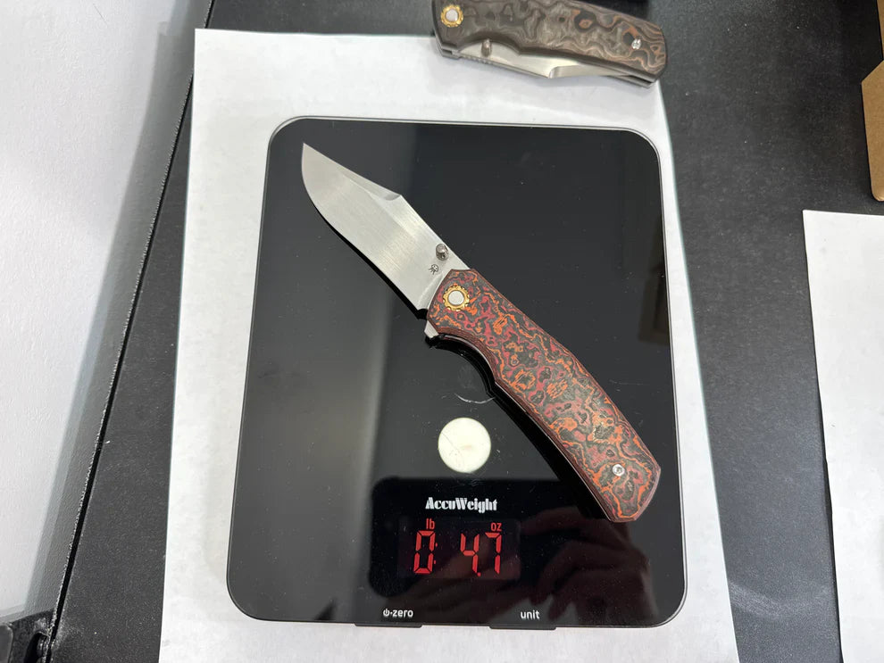 North Mountain Blade Generation Jellyfish 4th Generation 3.5in M390 Blade Red Ceramic Carbon Fiber Handle