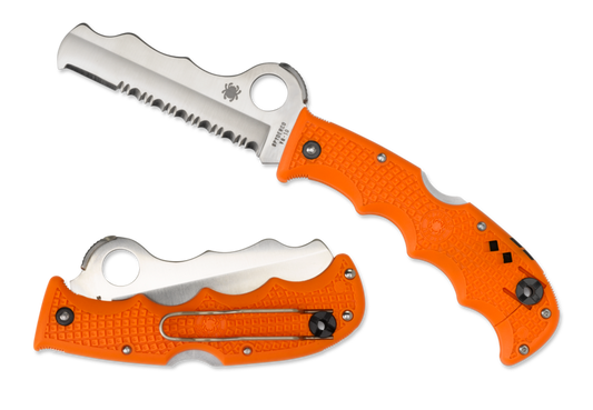 Spyderco Assist Lightweight Folding Knife Orange FRN Handles 3.68in VG-10 Serrated Steel Blade - C79PSOR