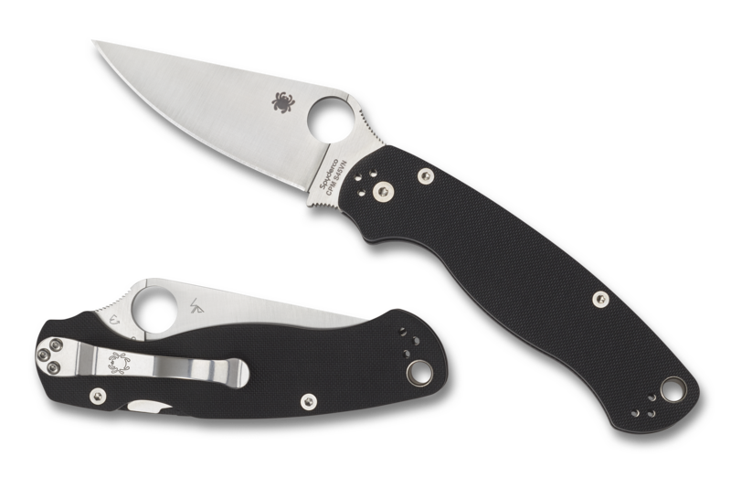 Spyderco Paramilitary 2 Folding Knife 3.42in CPM S45VN Steel Blade Black Textured G-10 Handles - C81GP2