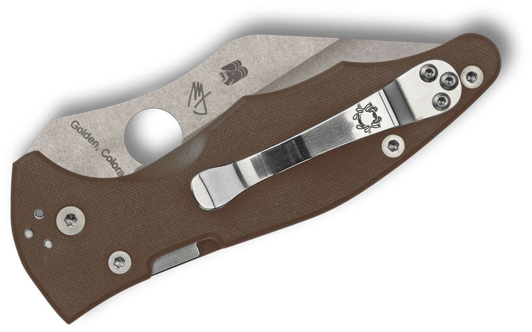 Spyderco Yojimbo 2 Sprint Run – 3.20" CPM-15V Stonewashed Wharncliffe Blade, Brown G-10 Handle – C85GPBN15V2