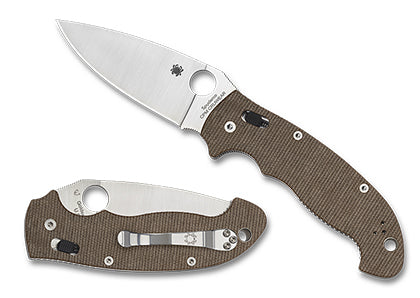 Spyderco Manix 2 XL 3.85" Satin CPM-CRU-WEAR Brown Canvas Micarta Handles Ball-Bearing Lock C95MPCW2
