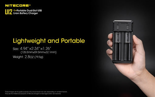Nitecore UI2 dual-slot USB Li-ion battery charger – specification detail