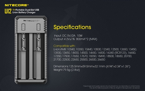 Nitecore UI2 dual-slot USB Li-ion battery charger – feature detail
