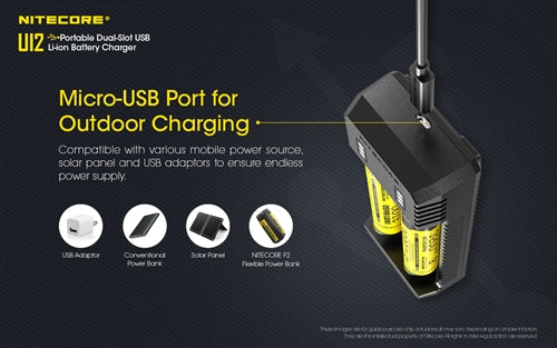 Nitecore UI2 dual-slot USB Li-ion battery charger – dual charging bay detail