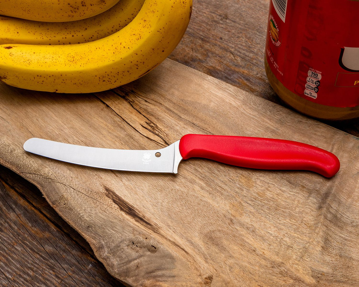 Spyderco Z-Cut Kitchen Knife – 4.4" CTS BD1N Stainless Steel Blade, Red Injection Molded Polypropylene Handle – KT14PRD
