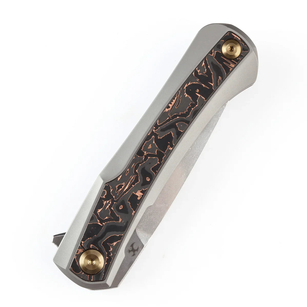Kansept Kratos 3.79" Stonewashed CPM-S35VN Titanium Handle + Copper Carbon Fiber Inlay BrownK1024A7