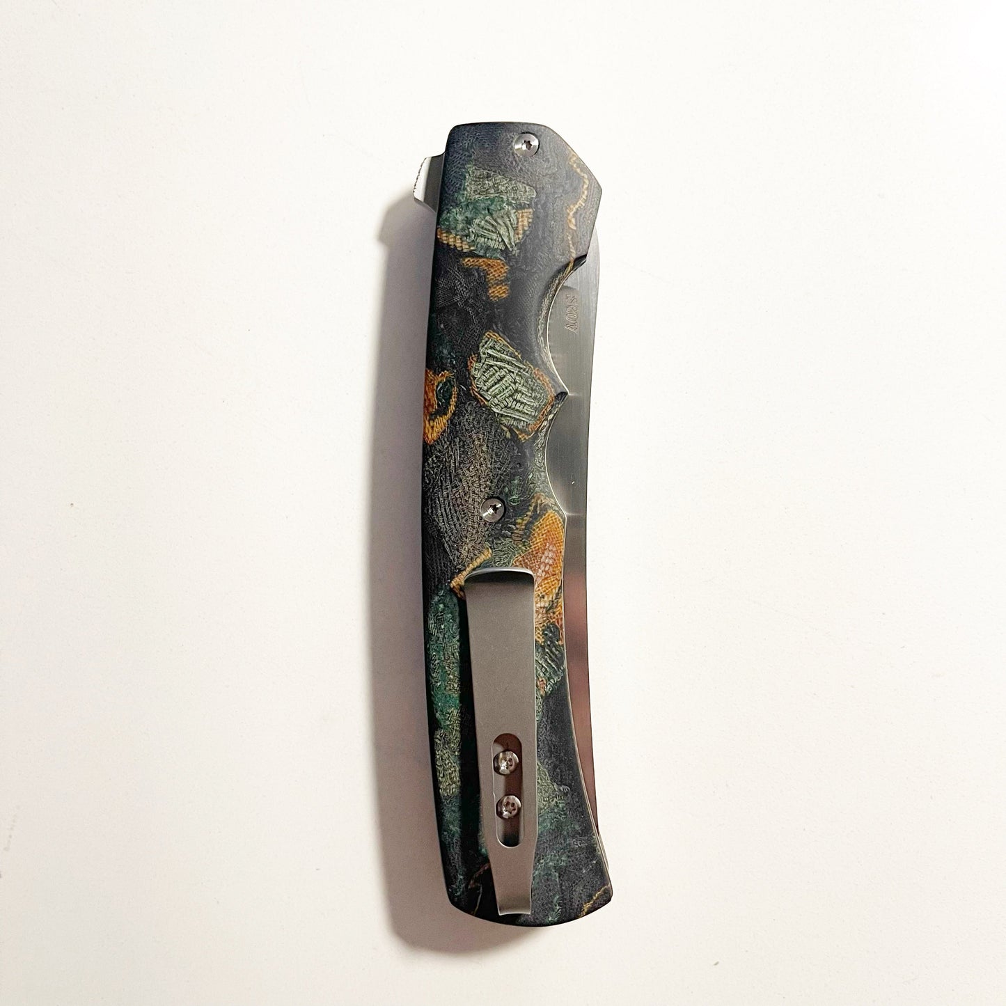 Clark Custom Knives Model 63 S60V Blade Rag Micarta Handles