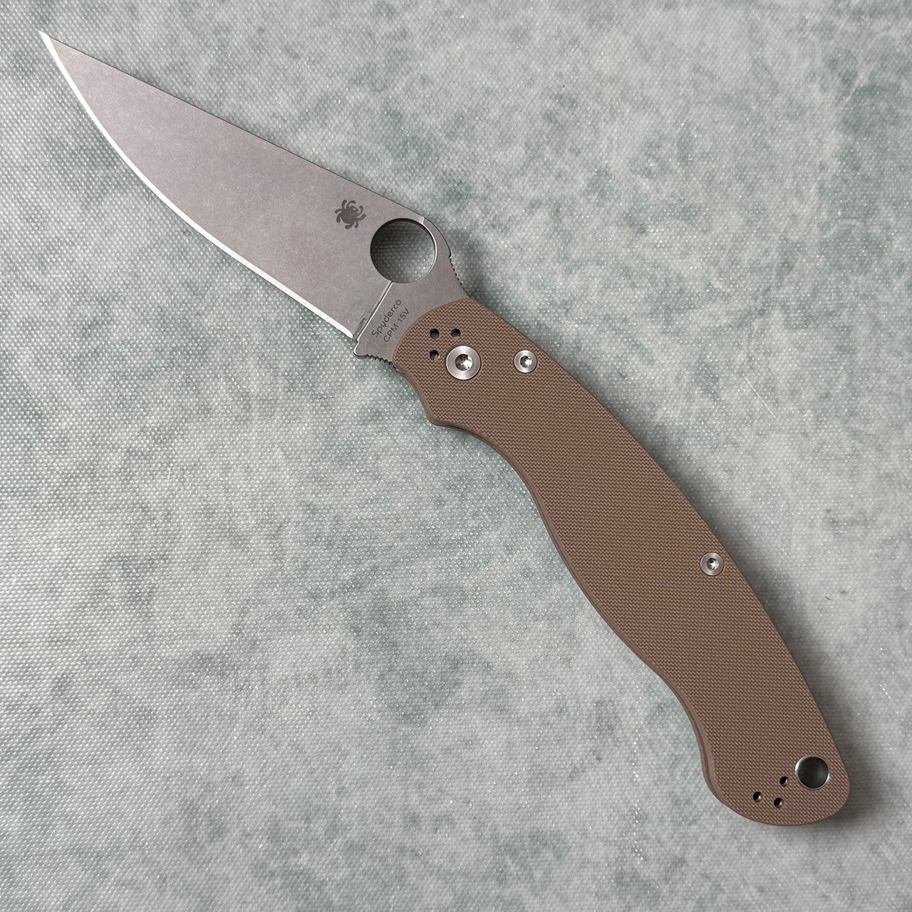 Spyderco Military 2 Sprint Run – 4.00" CPM-15V Stonewashed Plain Blade, Brown G-10 Handle – C36GPBN15V2