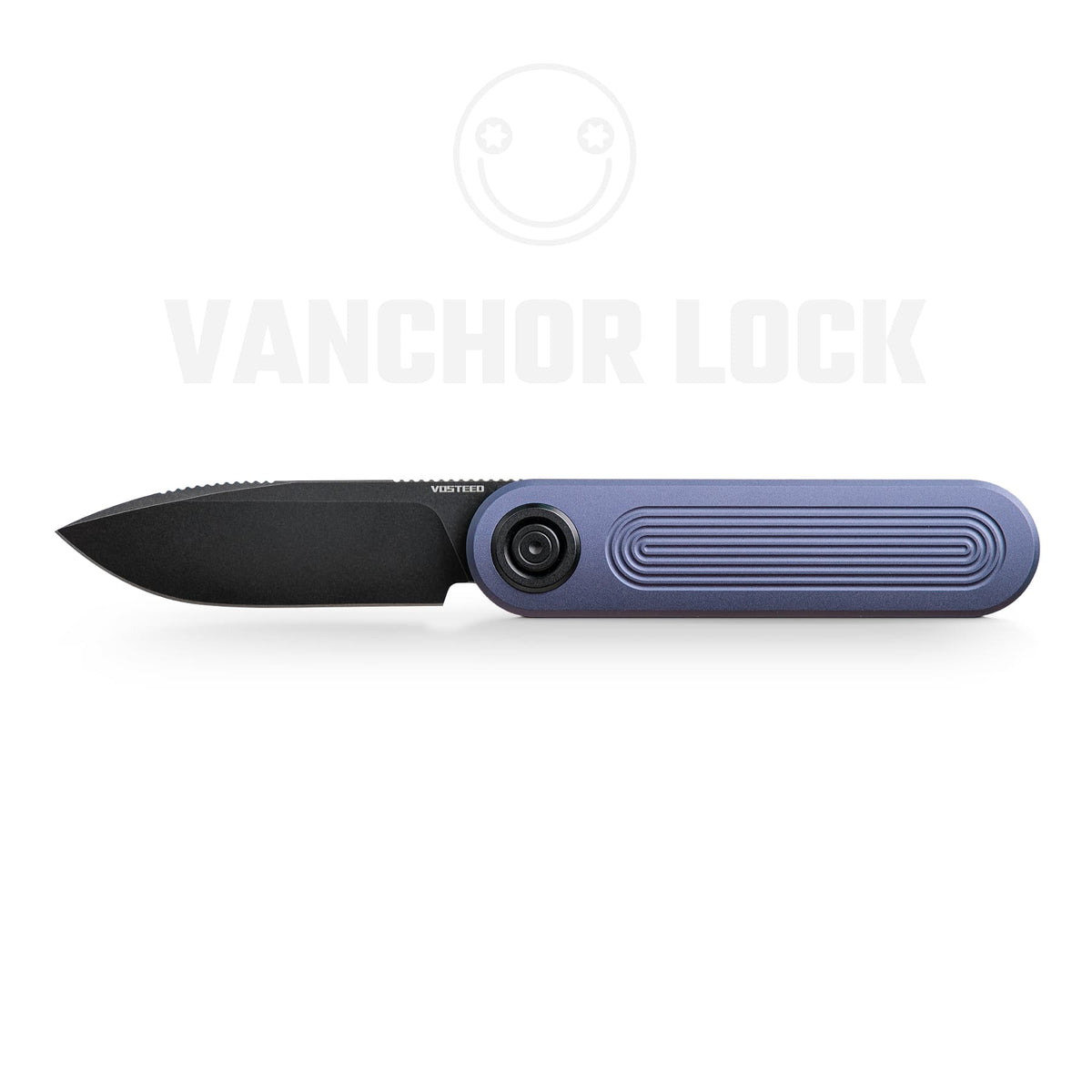 Vosteed Corgi V 295 Vanchor Lock Knife 2.95" S35VN Black Stonewash Blade Dark Slate Blue Aluminum A3706