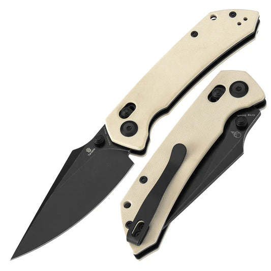 Tenable Fenrir T1034V11 â€“ Ivory White G10, 3.48" Blackwashed Nitro-V Blade, Sparrow Knife Co. Design