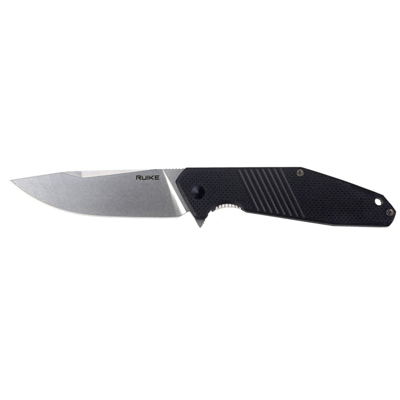 Ruike D191-B Folding Knife Stonewash 8Cr13MoV Black G-10/Stainless Steel Handles Framelock