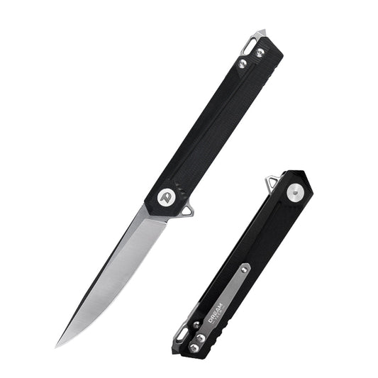 DreamTech D3311GB front view, 3.70-inch D2 folding knife with G10 handle