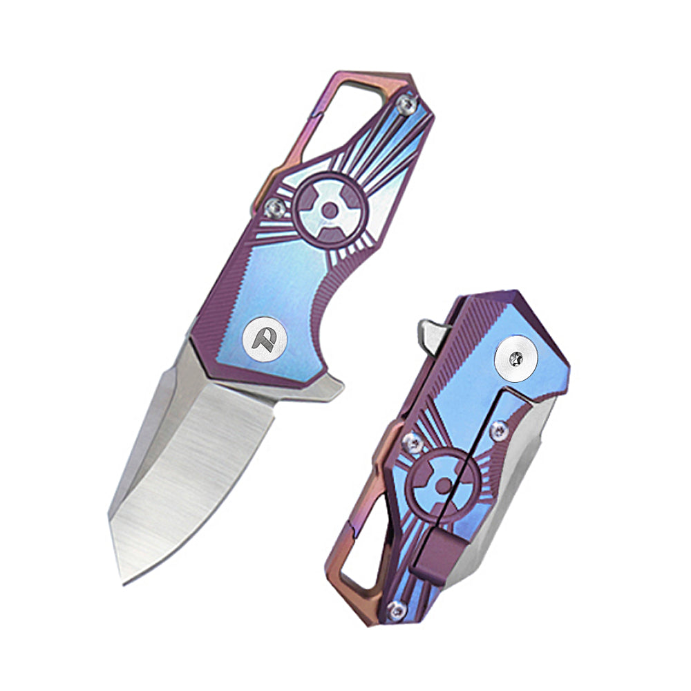 DreamTech D5313PB front view, 1.54-inch S35VN mini folding knife with titanium handle