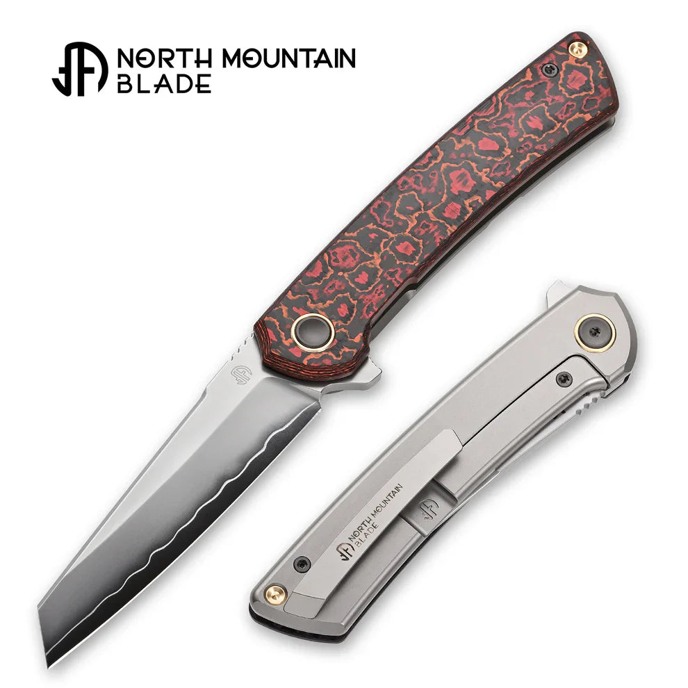 North Mountain Echo 3.5" Sheepsfoot Red Black Ceramic Carbon Fiber Ti Handle