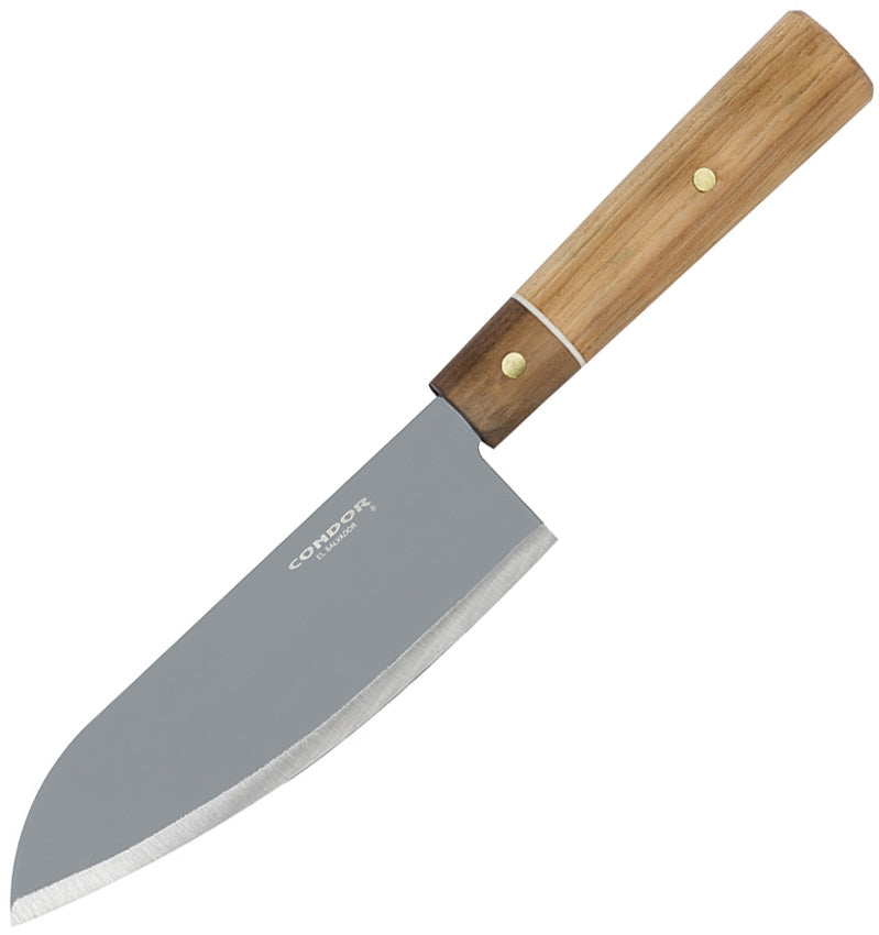Condor Kondoru Kitchen Santoku 6.5 in 1095 High Carbon Steel Blade Hickory and Walnut Handle