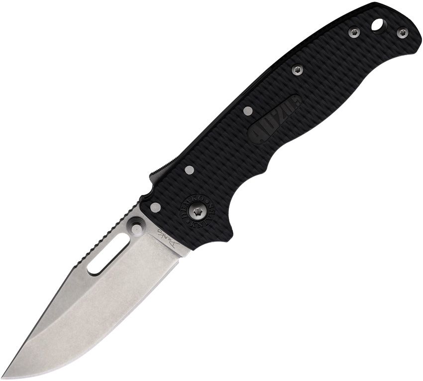 Demko Knives AD20.5 Clip Point Shark Lock Grivory Handles 3in AUS10A Steel Blade - Black